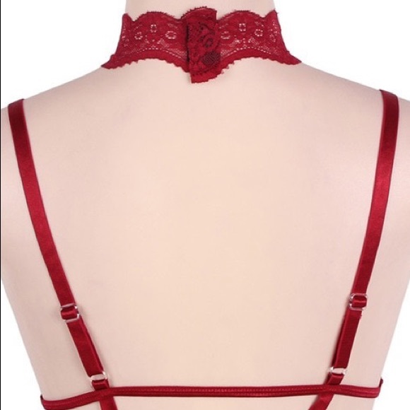 Red Lace Choker Bra Lingerie NWT - Picture 8 of 8